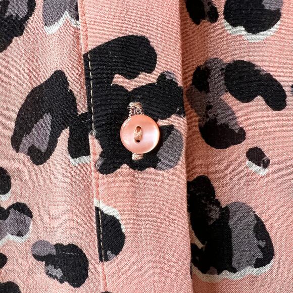 Maeve by Anthropologie Blouse Womens Size Large Pink Rita Printed Leopard Tunic - Picture 8 of 16